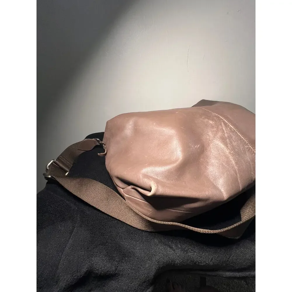 Furla Italian Leather Slouch Hobo Shoulder Crossbody Bag Taupe Large